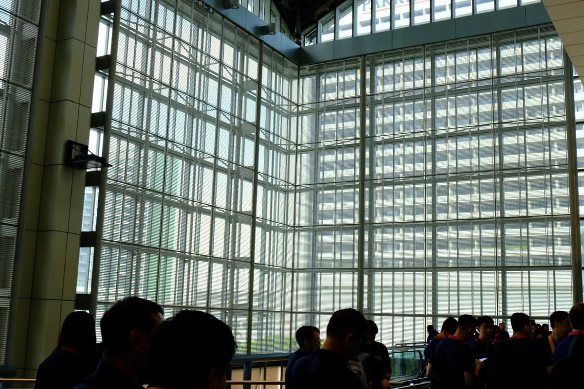 Glass wall, first light
